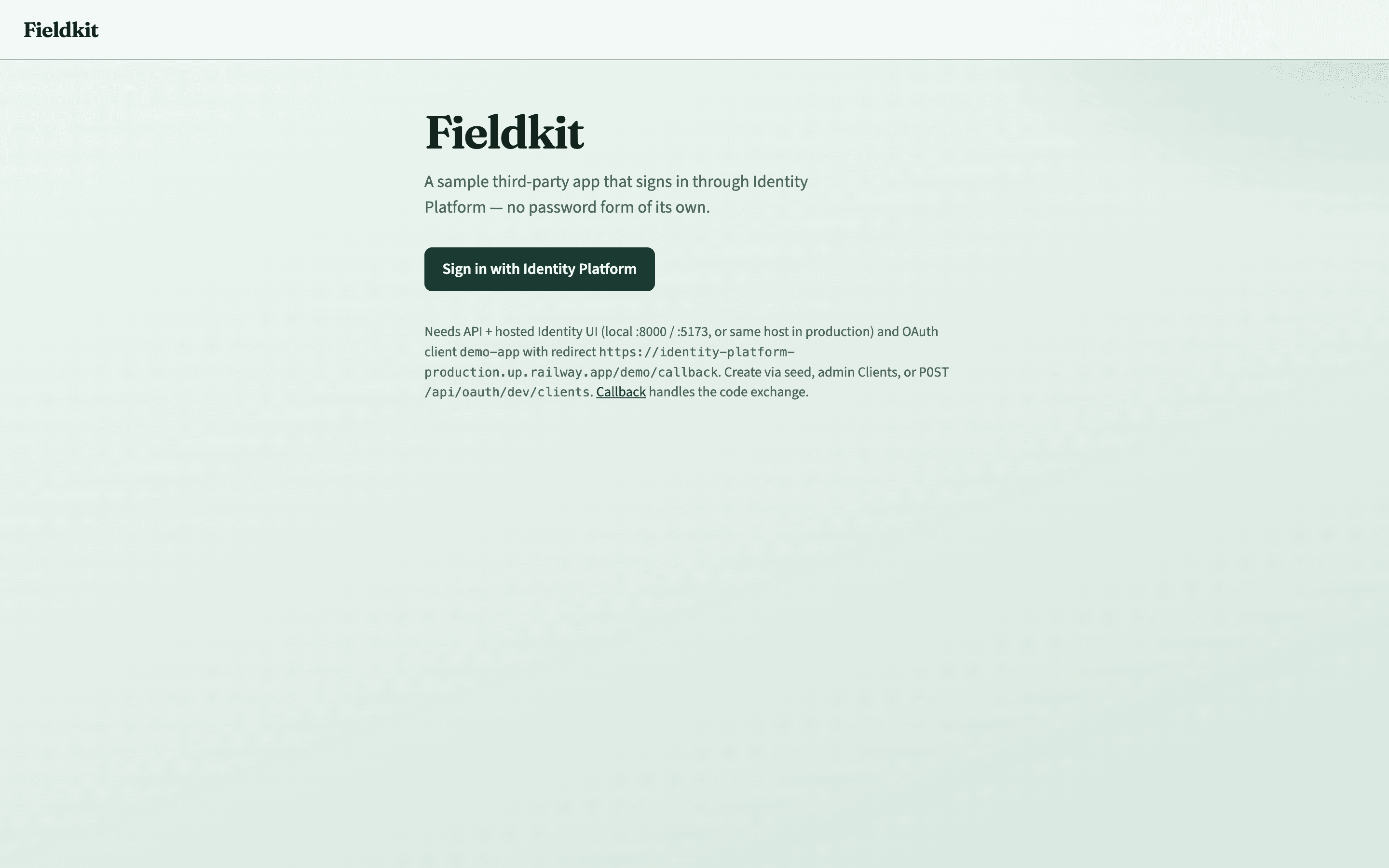 Identity Platform dashboard, hosted consent, and demo OAuth client