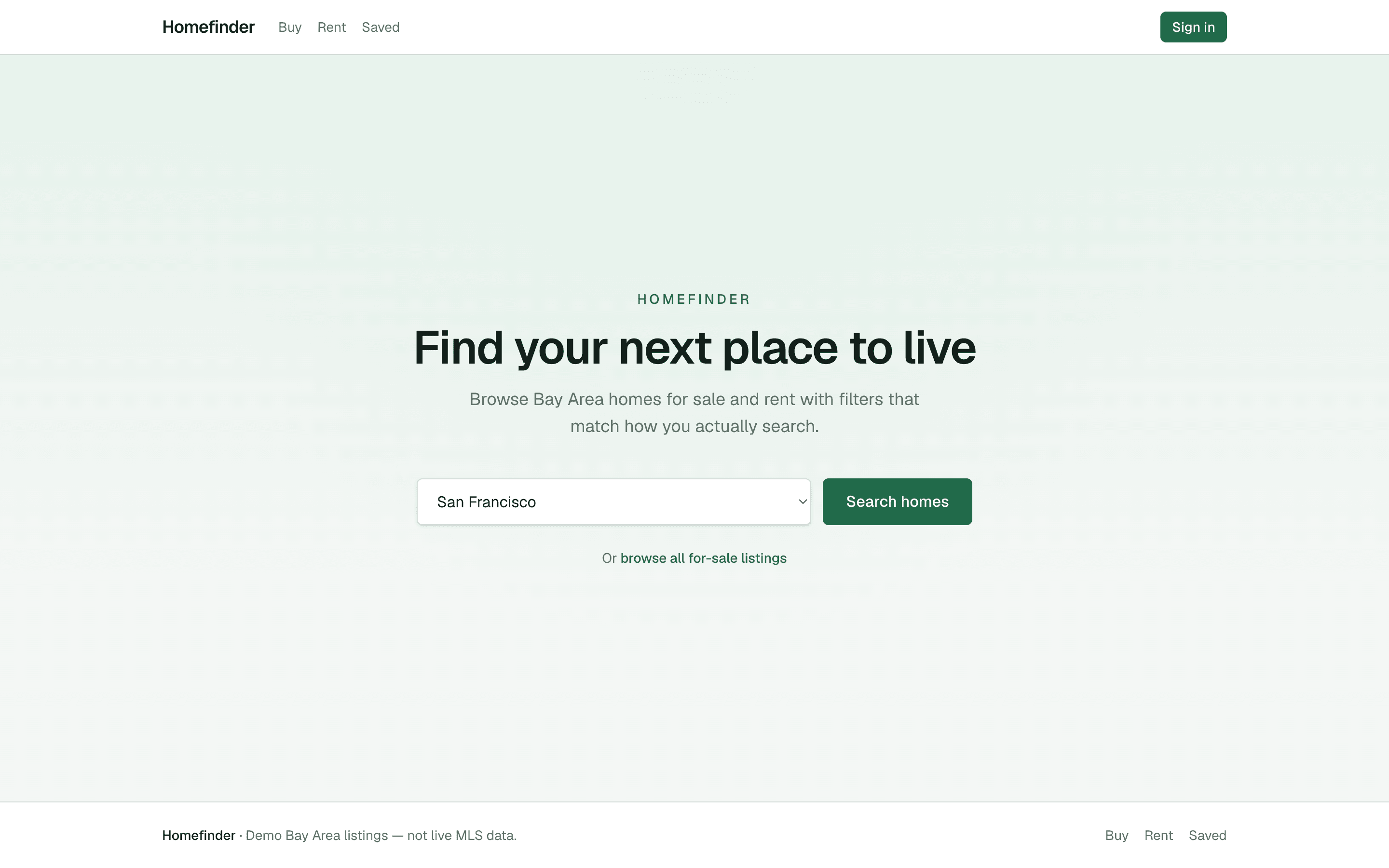 Homefinder search map and listing detail preview